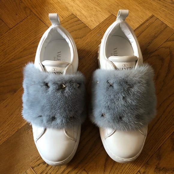 Valentino Garavani Shoes - Valentino fur trimmed sneakers